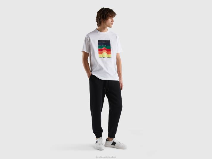 Heren Benetton joggingbroek van 100% katoen zwart 4R624638