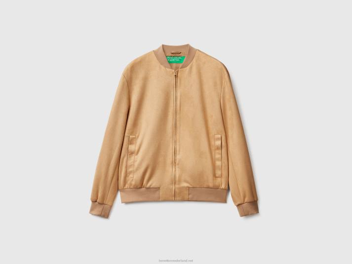 Heren Benetton bomberjack in suède-look kameel 4R621196
