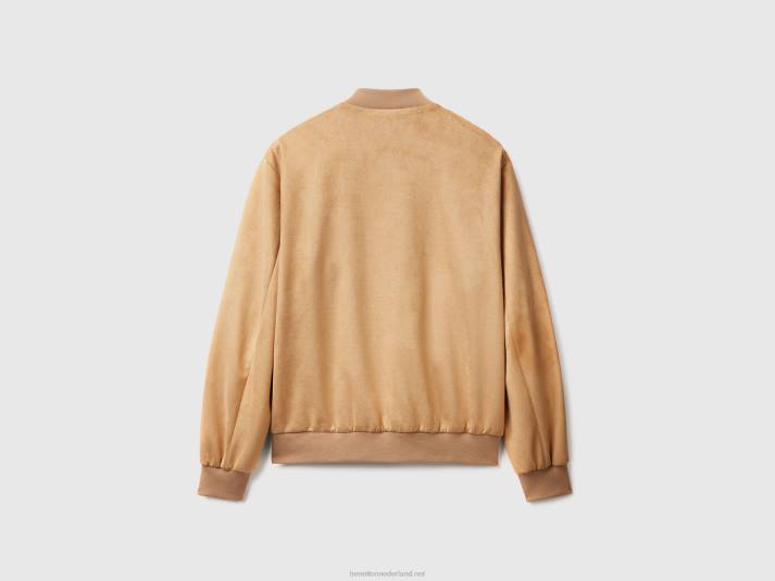 Heren Benetton bomberjack in suède-look kameel 4R624437