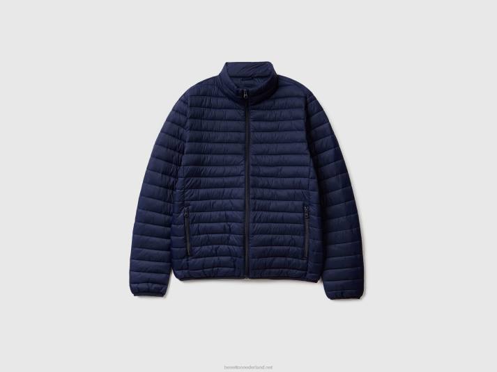 Heren Benetton gewatteerd jack met gerecyclede watten donkerblauw 4R624436