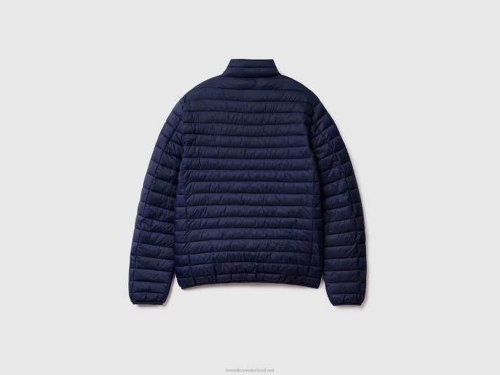 Heren Benetton gewatteerd jack met gerecyclede watten donkerblauw 4R624436
