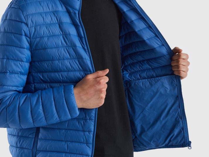 Heren Benetton gewatteerd jack met gerecyclede watten lichtblauw 4R621185
