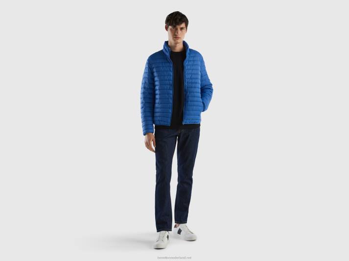 Heren Benetton gewatteerd jack met gerecyclede watten lichtblauw 4R624430