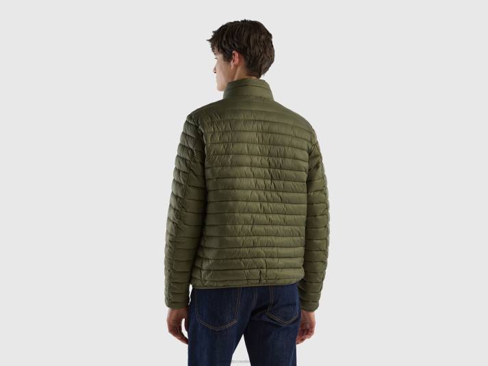 Heren Benetton gewatteerd jack met gerecyclede watten militair groen 4R624438