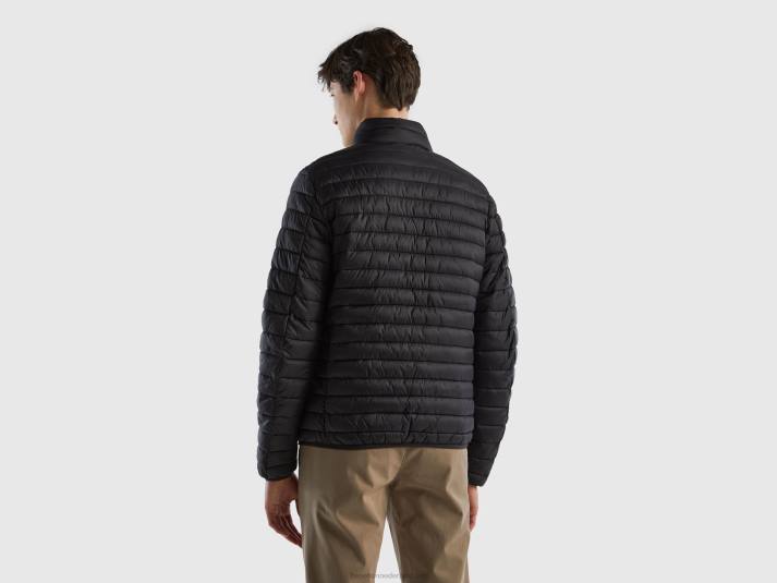 Heren Benetton gewatteerd jack met gerecyclede watten zwart 4R621188