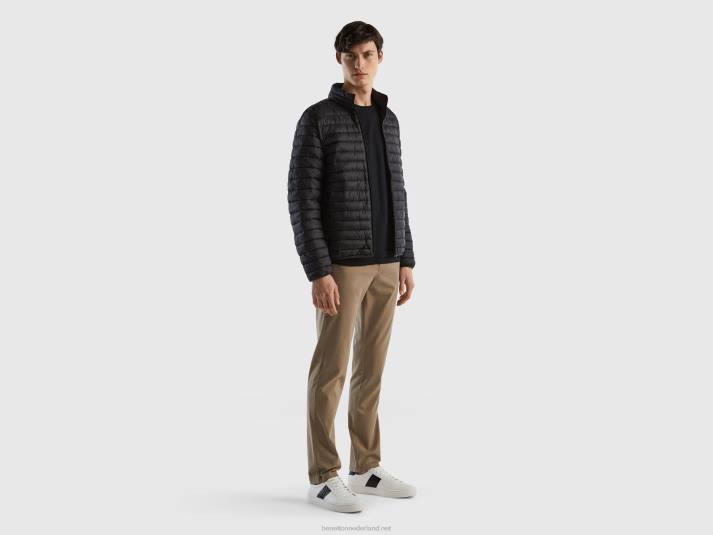 Heren Benetton gewatteerd jack met gerecyclede watten zwart 4R621188