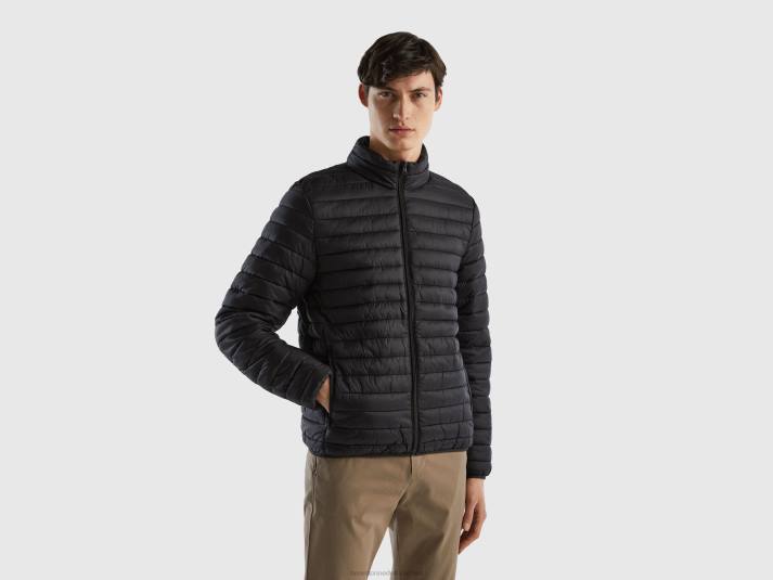 Heren Benetton gewatteerd jack met gerecyclede watten zwart 4R624423