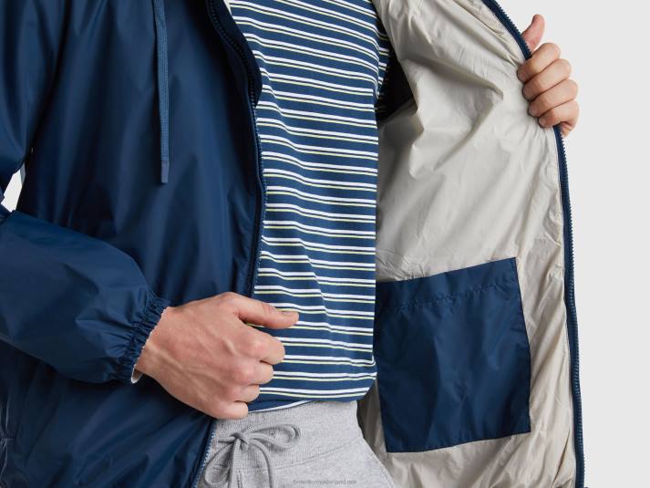 Heren Benetton jack van gerecycled nylon luchtmacht blauw 4R621191