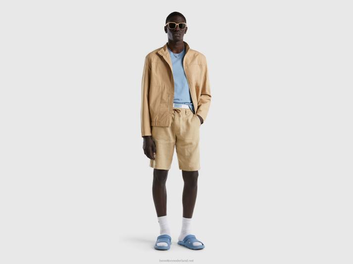Heren Benetton lichtgewicht jack met ritssluiting beige 4R624422