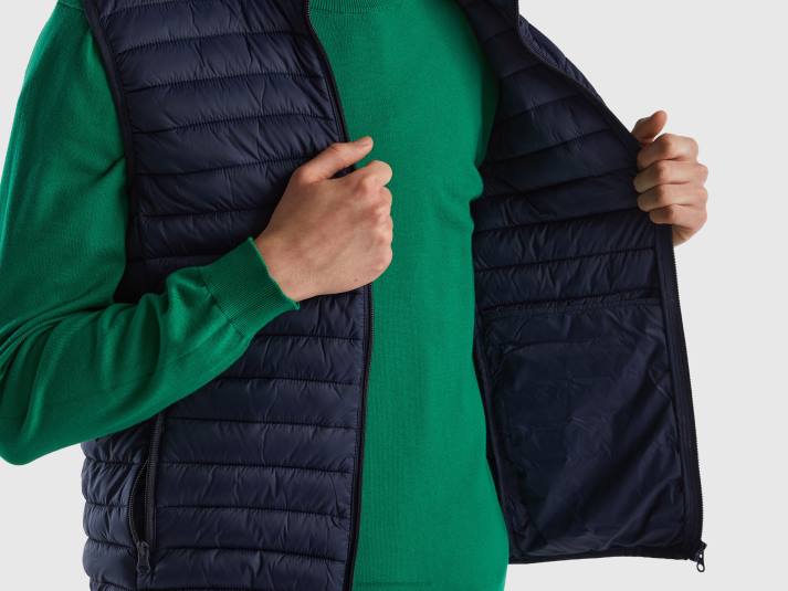 Heren Benetton mouwloos pufferjack met gerecyclede watten donkerblauw 4R621192