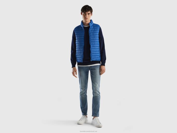 Heren Benetton mouwloos pufferjack met gerecyclede watten lichtblauw 4R624424