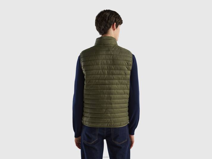 Heren Benetton mouwloos pufferjack met gerecyclede watten militair groen 4R624428