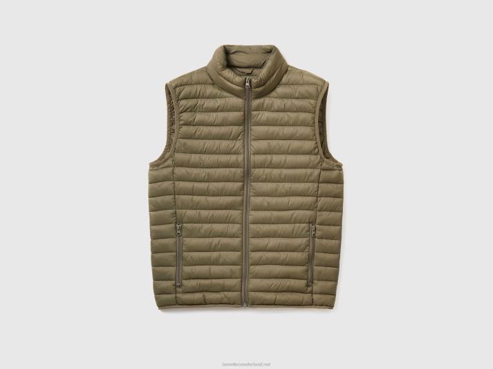 Heren Benetton mouwloos pufferjack met gerecyclede watten militair groen 4R624428