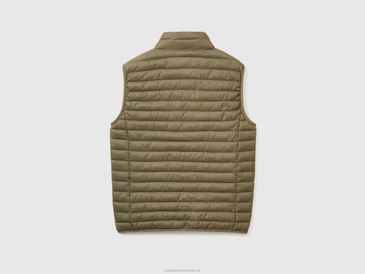 Heren Benetton mouwloos pufferjack met gerecyclede watten militair groen 4R624428