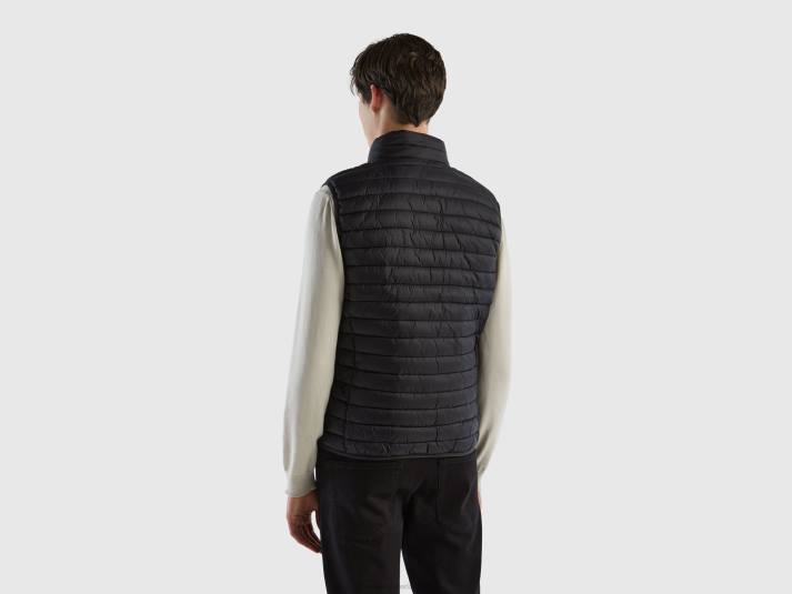 Heren Benetton mouwloos pufferjack met gerecyclede watten zwart 4R621184