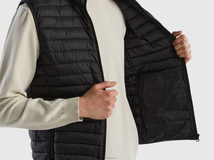 Heren Benetton mouwloos pufferjack met gerecyclede watten zwart 4R621184