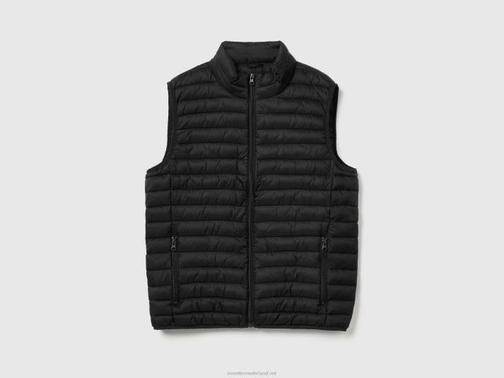 Heren Benetton mouwloos pufferjack met gerecyclede watten zwart 4R621184