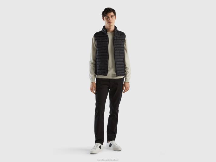 Heren Benetton mouwloos pufferjack met gerecyclede watten zwart 4R624429