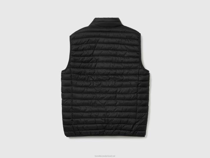 Heren Benetton mouwloos pufferjack met gerecyclede watten zwart 4R624429