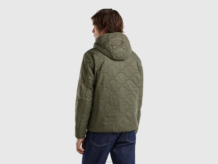 Heren Benetton pufferjack met gerecyclede watten militair groen 4R621190