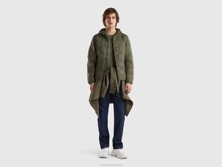 Heren Benetton pufferjack met gerecyclede watten militair groen 4R621190