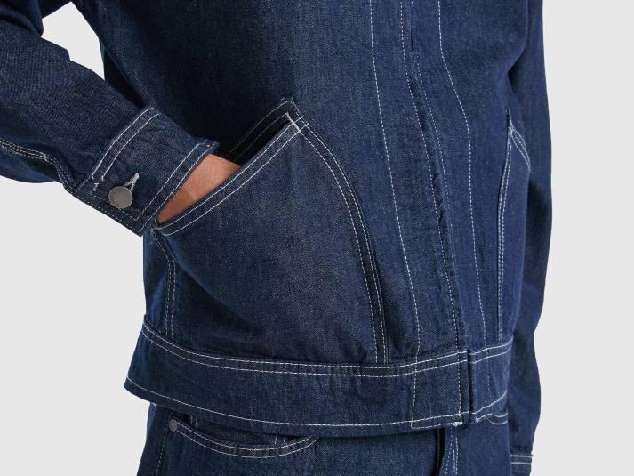 Heren Benetton ruiterjack met ritssluiting donkerblauw 4R621186