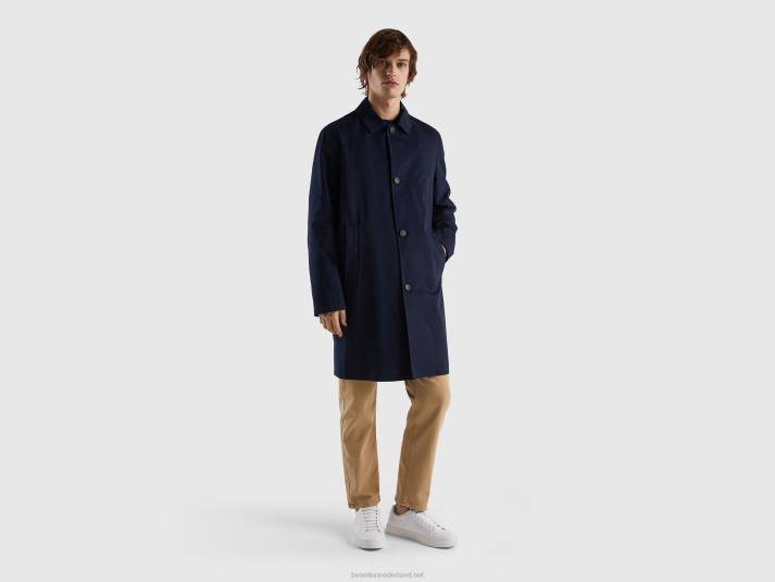 Heren Benetton jas gevoerd met katoen donkerblauw 4R621182