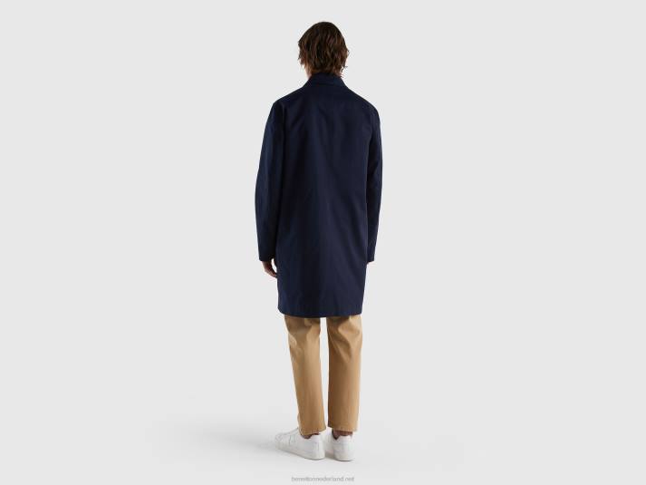 Heren Benetton jas gevoerd met katoen donkerblauw 4R624434