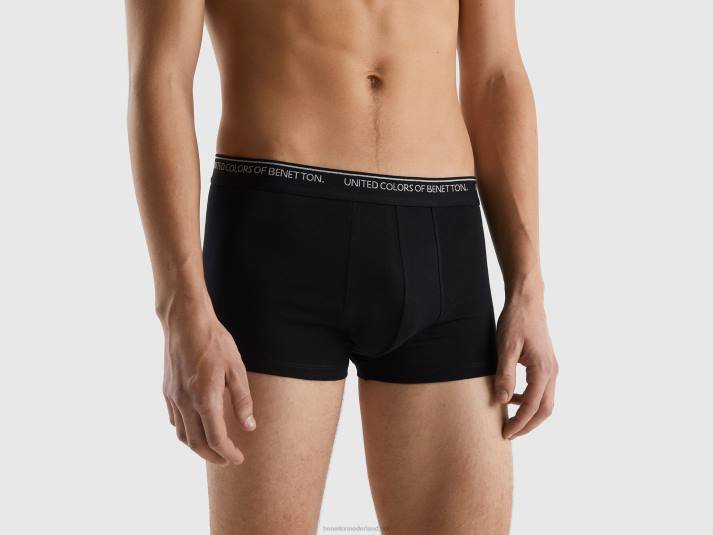 Heren Benetton getailleerde boxershort van biologisch katoen zwart 4R624734