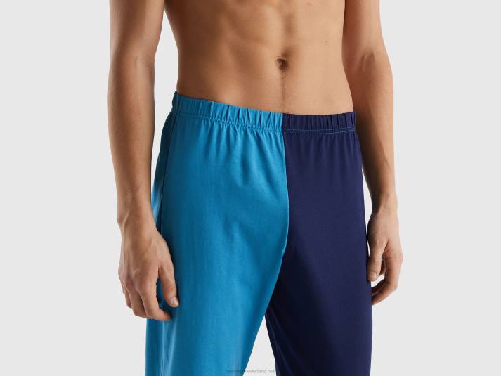 Heren Benetton Colourblock pyjama van 100% katoen donkerblauw 4R621586