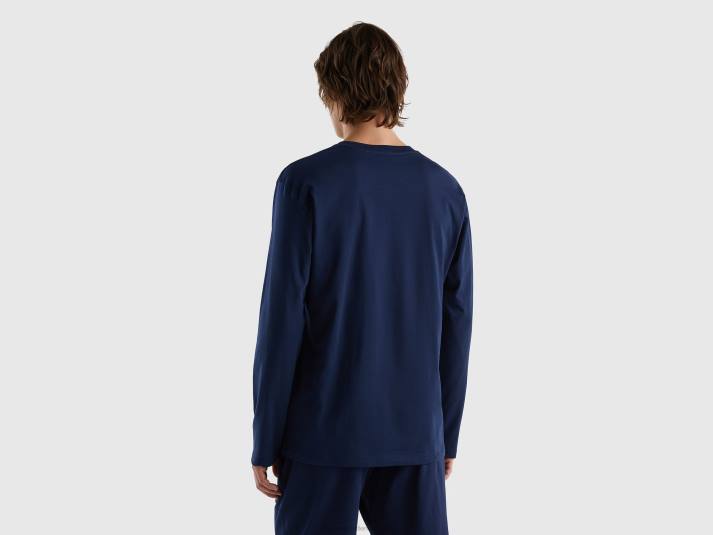 Heren Benetton T-shirt van lichtgewicht katoen donkerblauw 4R624697