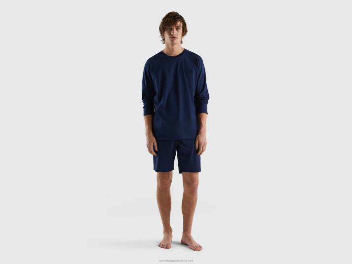 Heren Benetton T-shirt van lichtgewicht katoen donkerblauw 4R624697