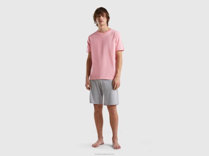 Heren Benetton korte pyjama van zuiver katoen perzik 4R624714