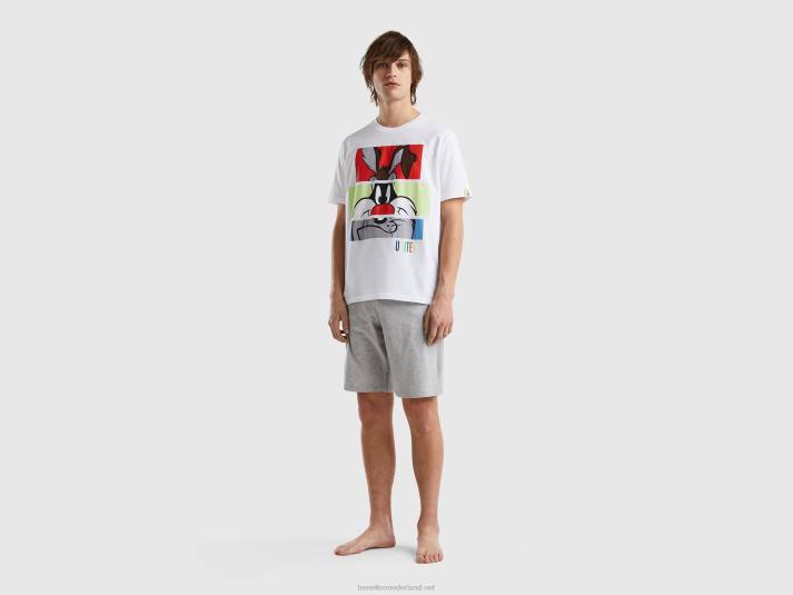 Heren Benetton looney tunes T-shirt met ronde hals wit 4R621608
