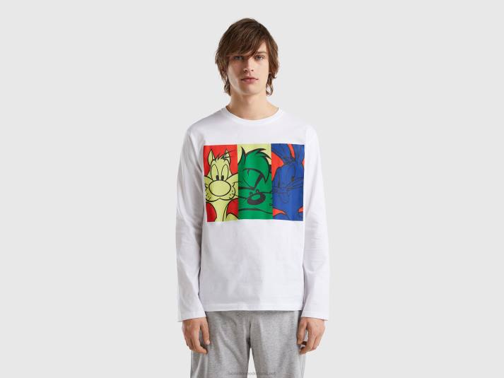 Heren Benetton looney tunes t-shirt van lichtgewicht katoen wit 4R621594