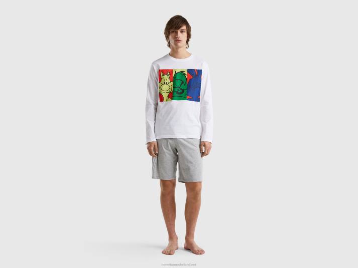Heren Benetton looney tunes t-shirt van lichtgewicht katoen wit 4R624693