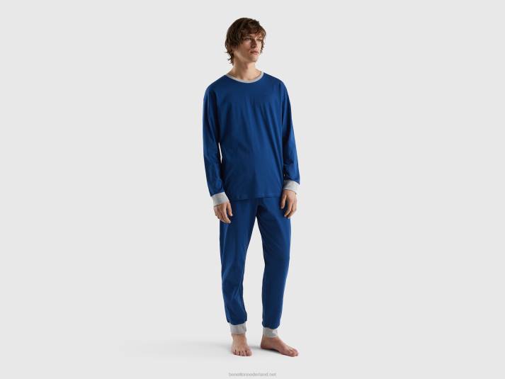 Heren Benetton pyjama met buidel van 100% katoen donkerblauw 4R624700