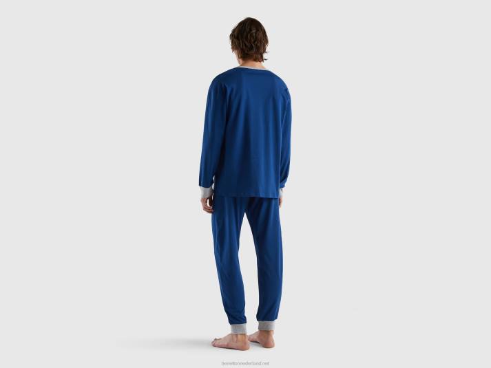 Heren Benetton pyjama met buidel van 100% katoen donkerblauw 4R624700