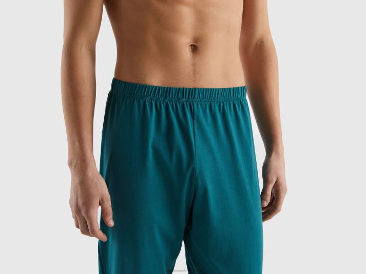 Heren Benetton pyjama met buidel van 100% katoen donkergroen 4R621596