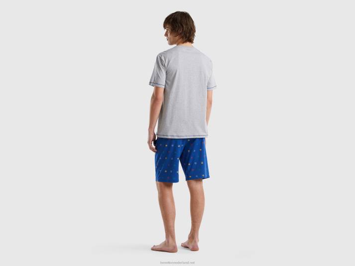 Heren Benetton pyjama met logopatroon lichtgrijs 4R621585