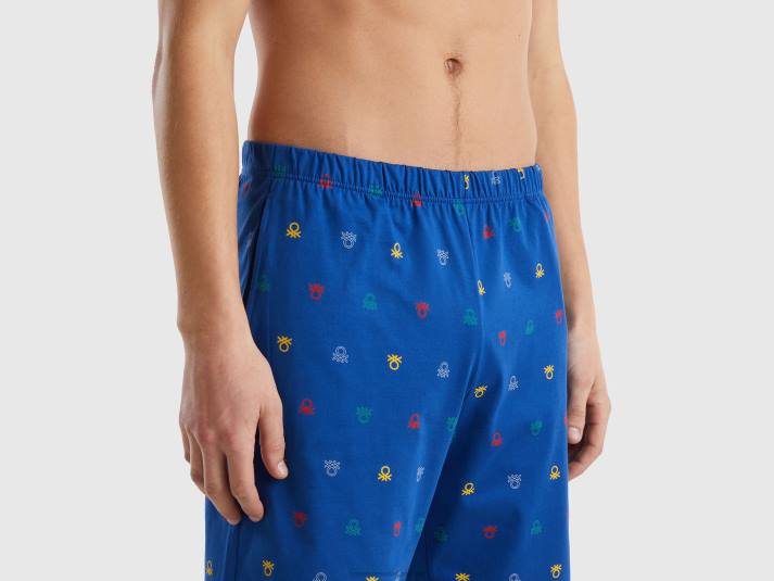 Heren Benetton pyjama met logopatroon lichtgrijs 4R621585