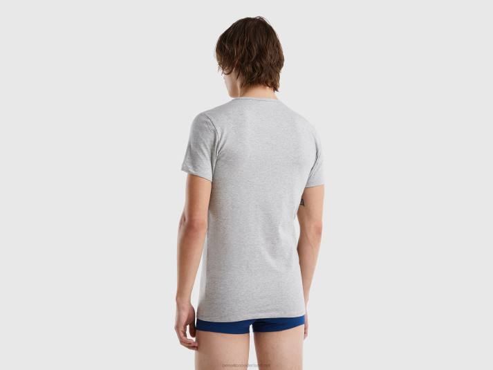 Heren Benetton T-shirt van biologisch stretchkatoen lichtgrijs 4R624688