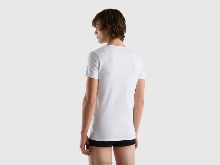 Heren Benetton T-shirt van biologisch stretchkatoen wit 4R624689