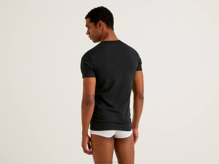 Heren Benetton T-shirt van biologisch stretchkatoen zwart 4R621574