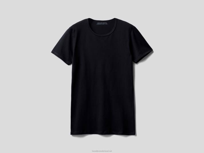 Heren Benetton T-shirt van biologisch stretchkatoen zwart 4R621574