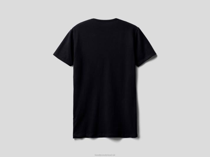 Heren Benetton T-shirt van biologisch stretchkatoen zwart 4R621574