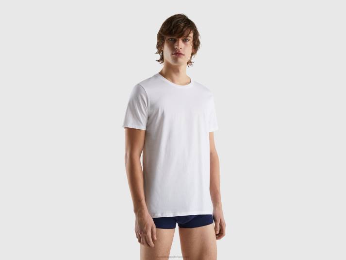 Heren Benetton T-shirt van lang vezelkatoen wit 4R624691