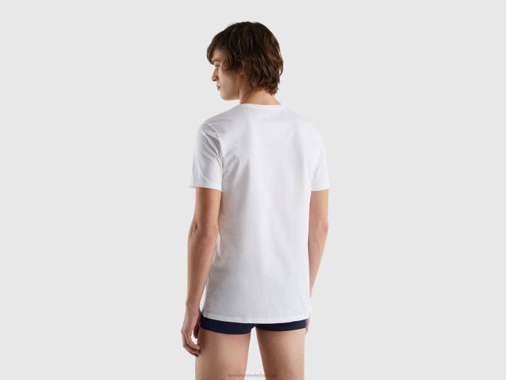 Heren Benetton T-shirt van lang vezelkatoen wit 4R624691