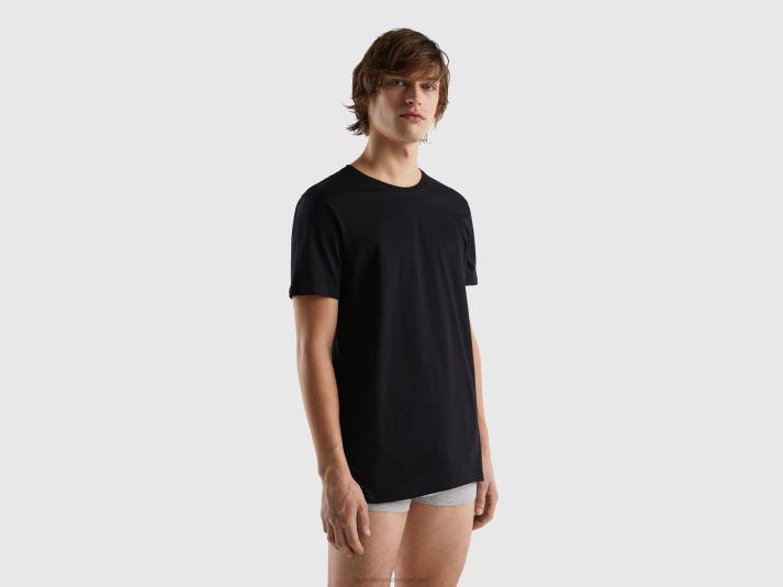 Heren Benetton T-shirt van lang vezelkatoen zwart 4R621572