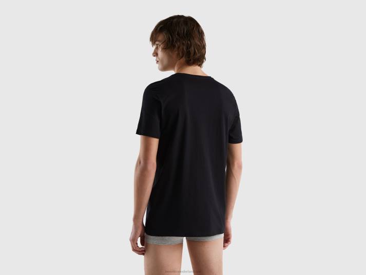 Heren Benetton T-shirt van lang vezelkatoen zwart 4R621572